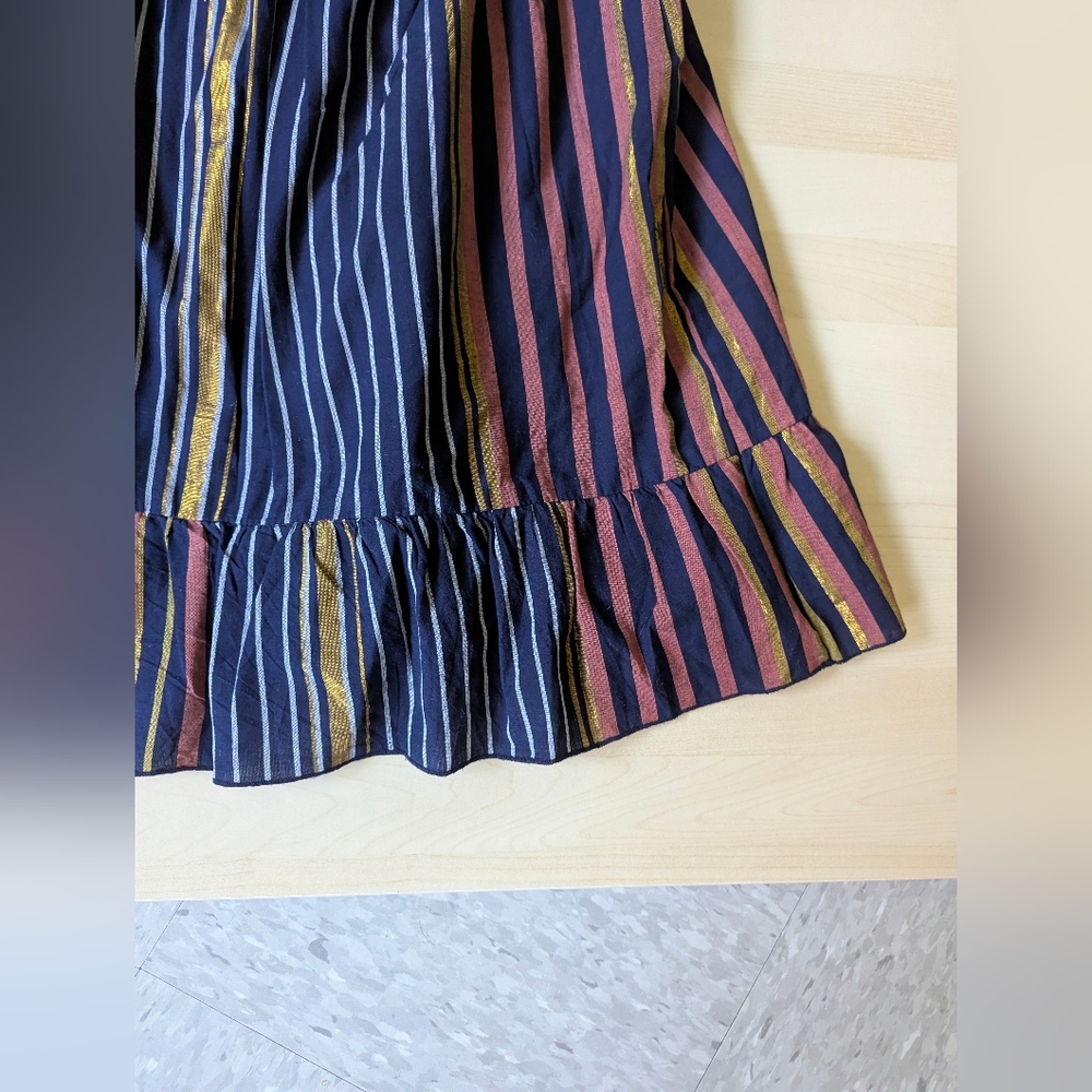 Anthropologie Ranna Gill Sibyl Shimmer Faux Wrap Mini‎ Dress Blue Gold Pink - Picture 8 of 11